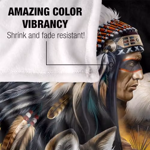JQ Licensing Native American Wolf and Eagle Super Soft Snuggle Blanket, Multicolour, 91.44 x 147 cm – 4