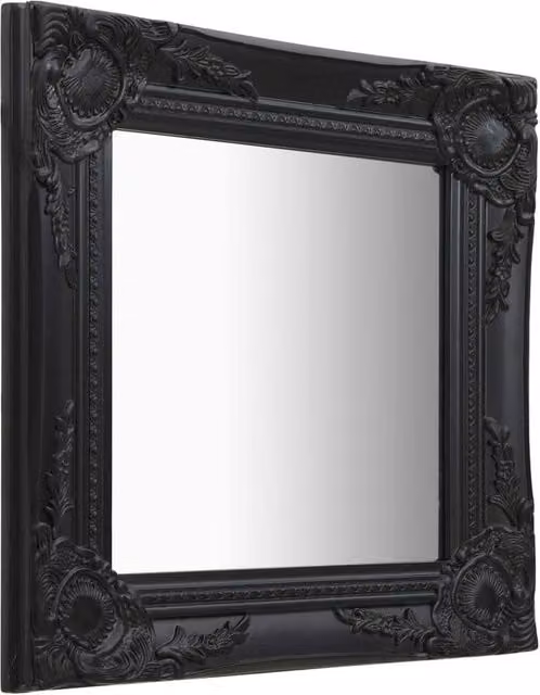 Berkfield Home Antique Baroque Style Square Wall Mirror, Black, W: 40 cm, H: 40 cm – 1