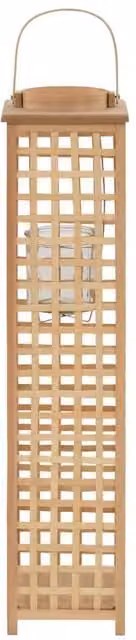 Berkfield Home Hanging Bamboo Candle Lantern Holder in Natural Beige