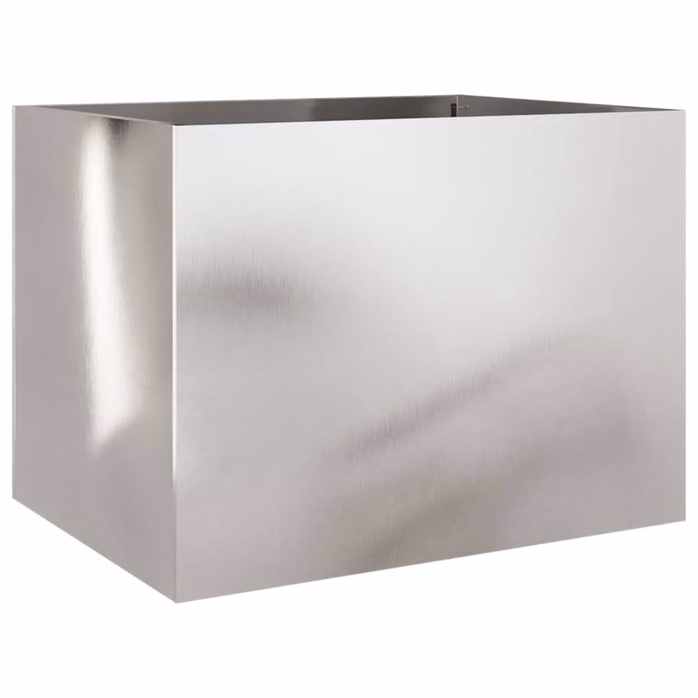 Berkfield Home Silver Stainless Steel Planter Tub W: 62 cm, D: 47 cm, H: 46 cm – 2