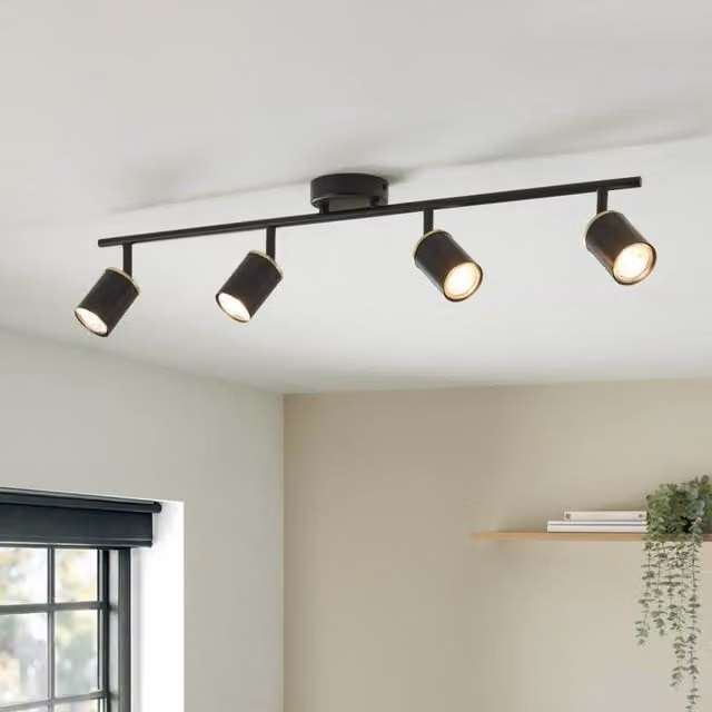 Pagazzi Lighting Talbot Matte Black 4-Spot Bar Ceiling Light