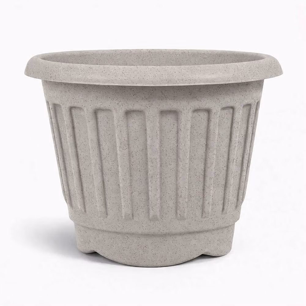 Simpa Set of 2 Round Chunky Plastic Planter Tubs in Grey – 4