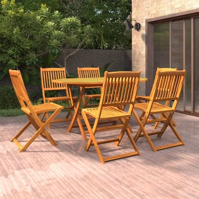 Berkfield Home 7 Piece Garden Dining Set in Brown Oiled Solid Acacia Wood – 1