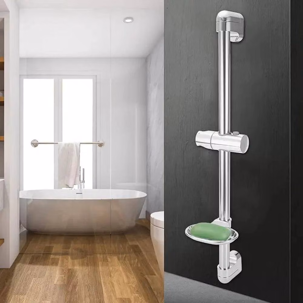 FLAVORA Adjustable Shower Riser Rail Kit with Soap Dish in Silver Chrome, Height: 180 cm – 2