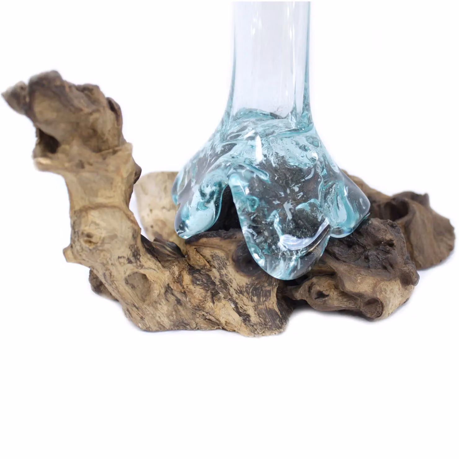 KDMD Molten Glass on Wood Tabletop Vase in Brown – 2