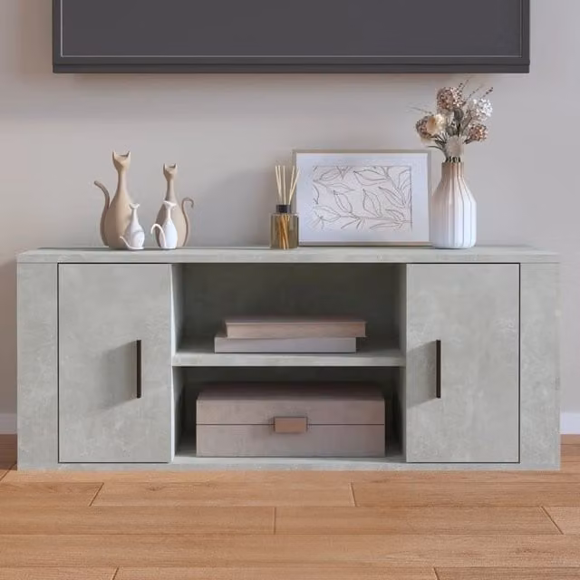 Berkfield Home Modern TV Cabinet in Concrete Grey, W/D/H: 100 x 35 x 40 cm – 1