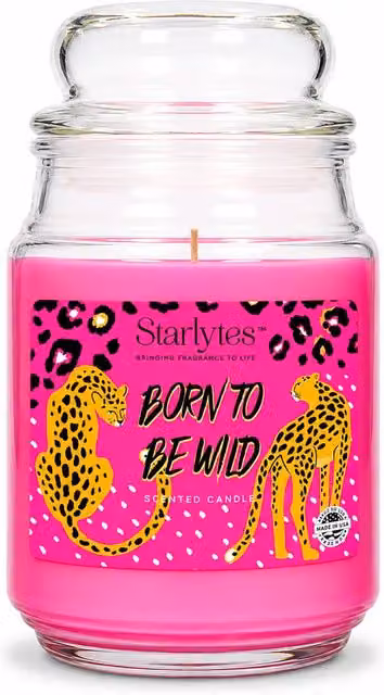 Starlytes Born to Be Wild Scented Candle Jar, 18oz, Pink – 1