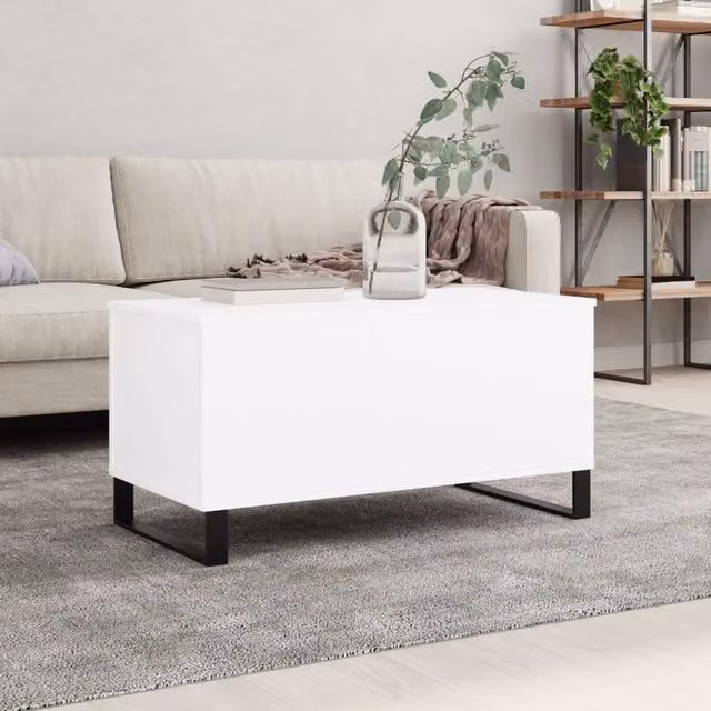 Berkfield Home White Modern Coffee Table with Lift Mechanism, W: 90 cm, D: 44.5 cm, H: 45 cm – 1