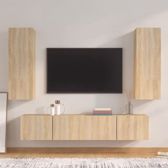 Berkfield Home 4 Piece Sonoma Oak TV Cabinet Set in Brown