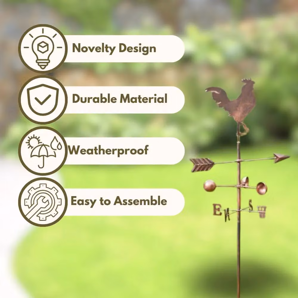 Marco Paul Bronze Cockerel Wind Vane Garden Ornament, Height: 170 cm – 4