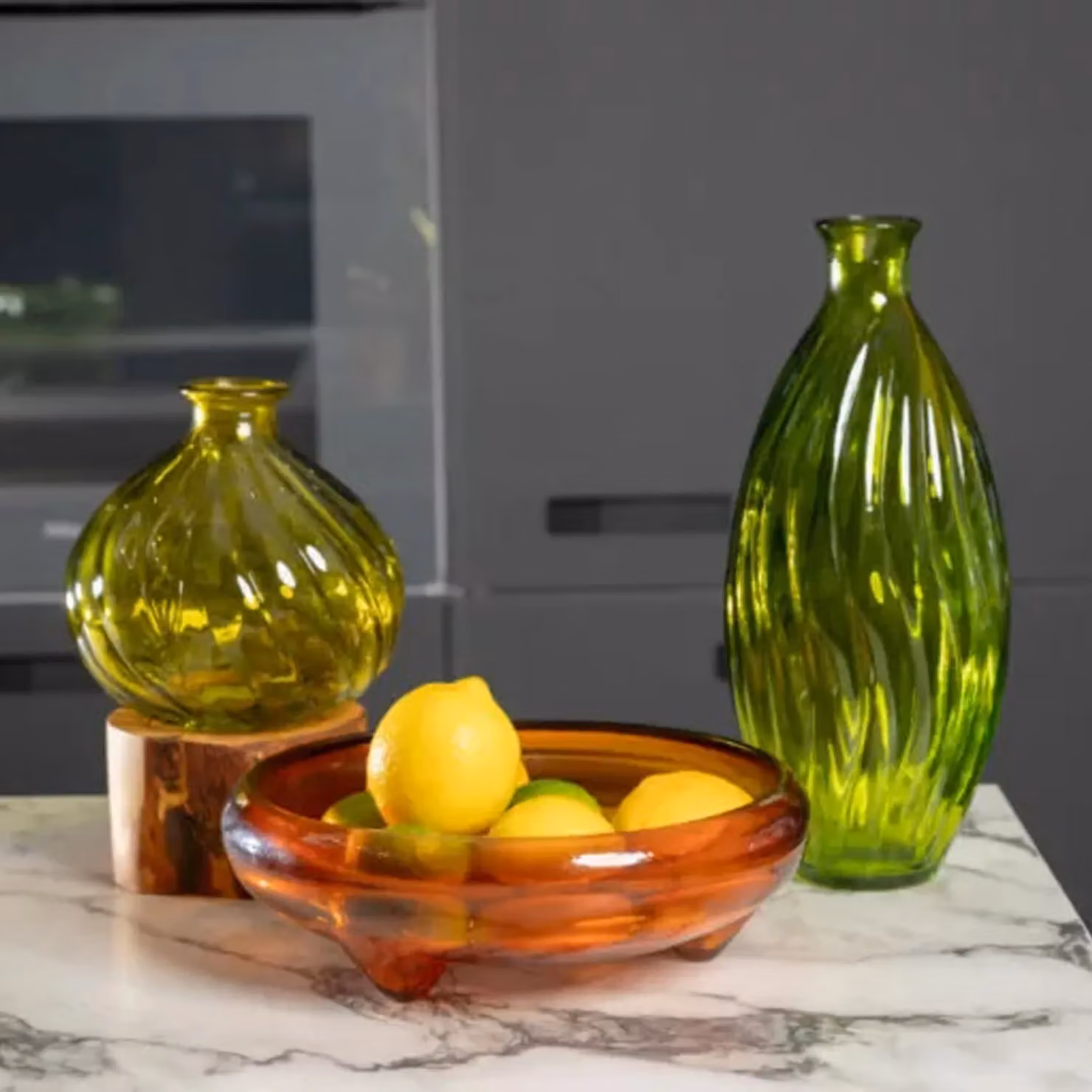 Verano Spanish Ceramics Ola Glass Tabletop Vase, Green, Height: 31 cm – 2