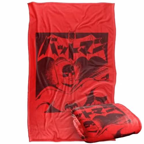 Warner Bros. Batman Kanji Logo Super Soft Fleece Throw Blanket, Multicolour, W: 91.44 cm x L: 147 cm