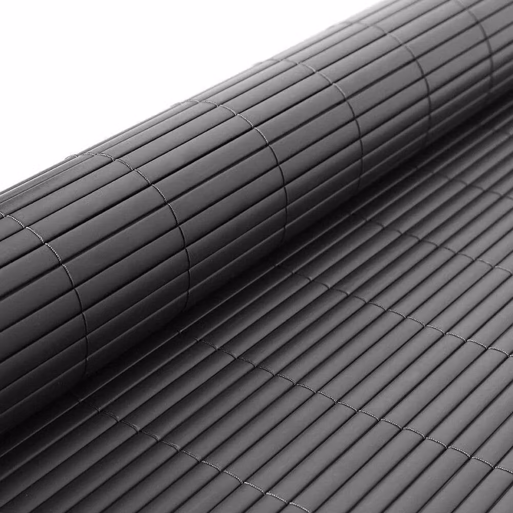 KORVIXA Grey PVC Bamboo Slat Garden Fence, W/H: 100 x 100 cm – 4