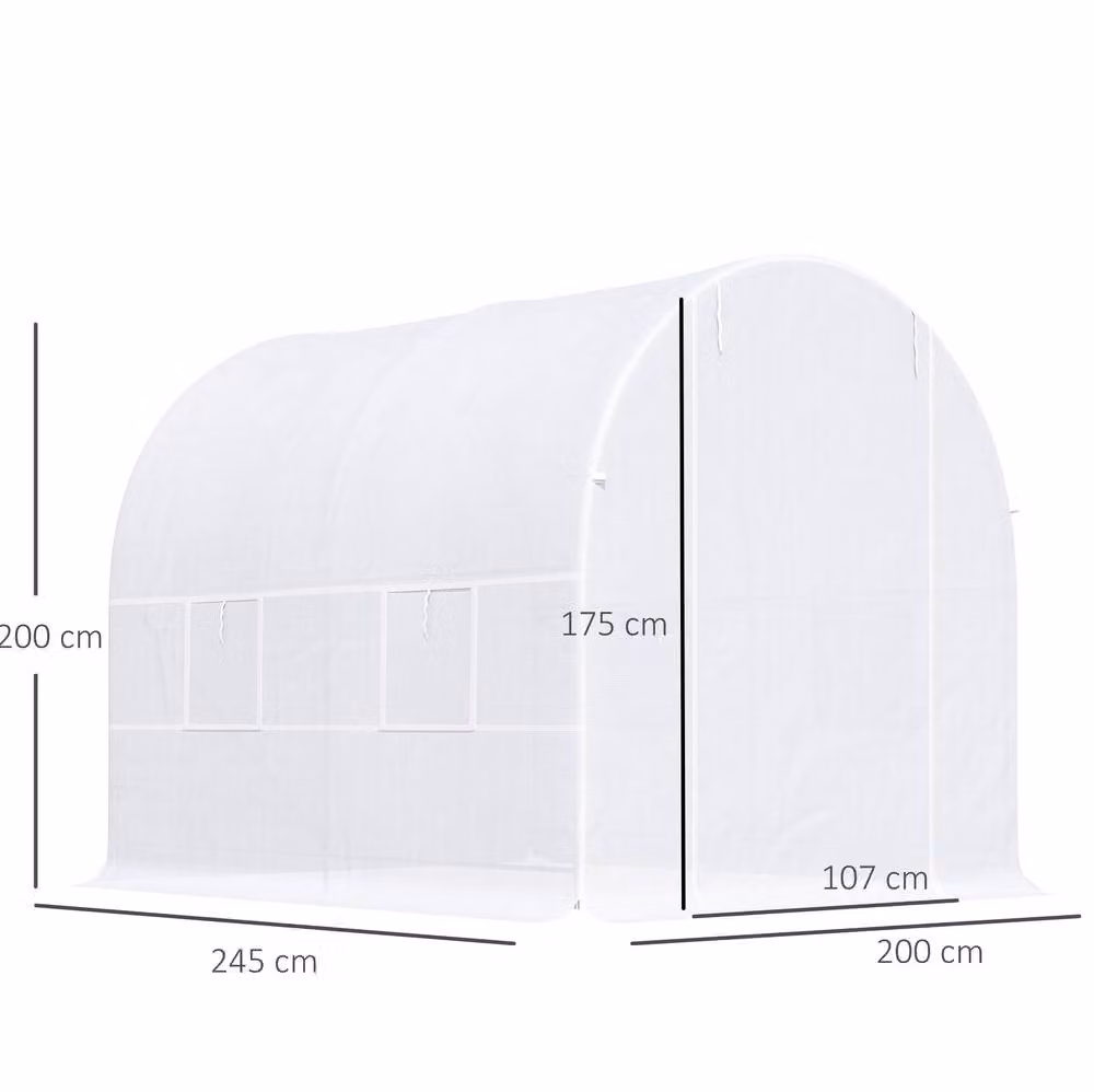 STILVORA Walk-in Greenhouse with 6 Windows and Steel Frame, White, W/D/H: 200 x 200 x 245 cm – 2