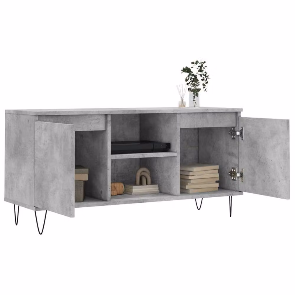 Berkfield Home Industrial TV Cabinet in Concrete Grey, W/D/H: 104 x 35 x 50 cm – 3