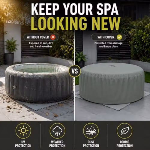 SHATCHI Grey Waterproof and UV-Resistant Hot Tub Cover for 2 Person Mspa, W/D/H: 195 x 100 x 70 cm – 6