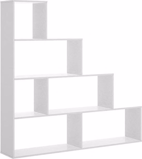 Vente-unique 6-Compartment Freestanding Cube Shelving Unit in White Glossy MDF