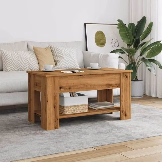 Berkfield Home Modern Artisan Oak Coffee Table in Brown, W: 101 cm, D: 49 cm, H: 52 cm