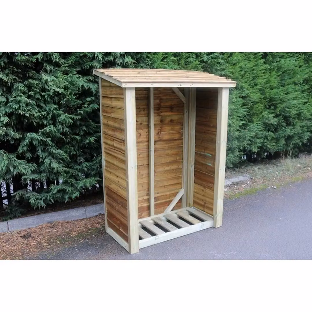 Buttercup Farm Heavy Duty Wooden Log Store in Brown, W/D/H: 120 x 60 x 180 cm – 4