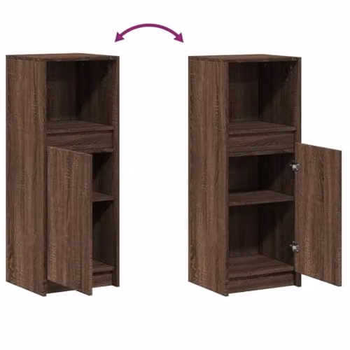 vidaXL Modern Sideboard with Integrated LED Lighting in Brown Oak, W/D/H: 34 x 38 x 100 cm – 3