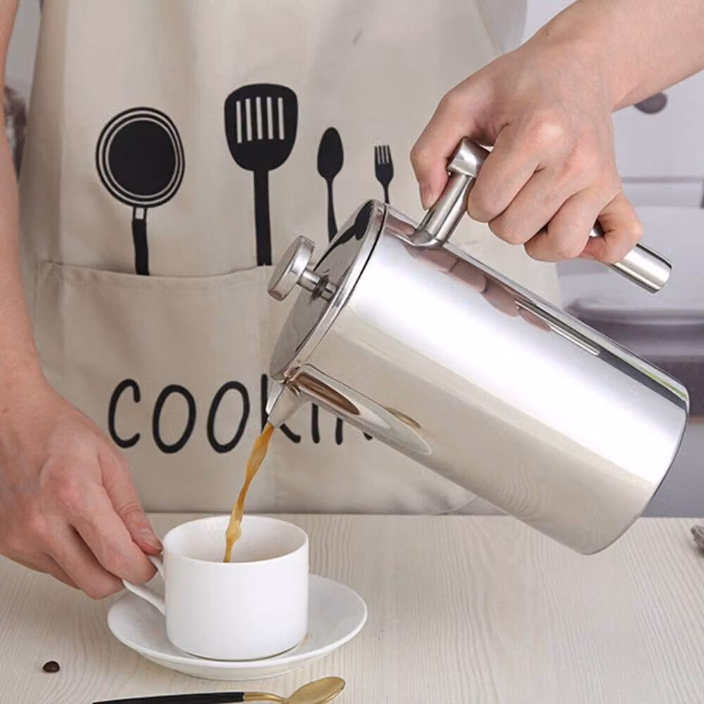 KORVIXA Double Wall Cafetiere Filter Coffee Maker Plunger in Silver – 4