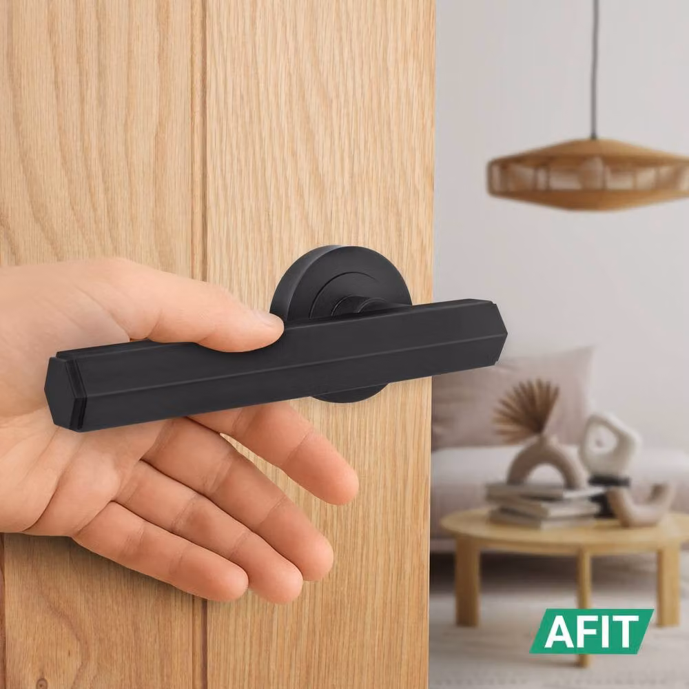 AFIT Matt Black Aluminium Internal Lever On Rose Door Handle – 5
