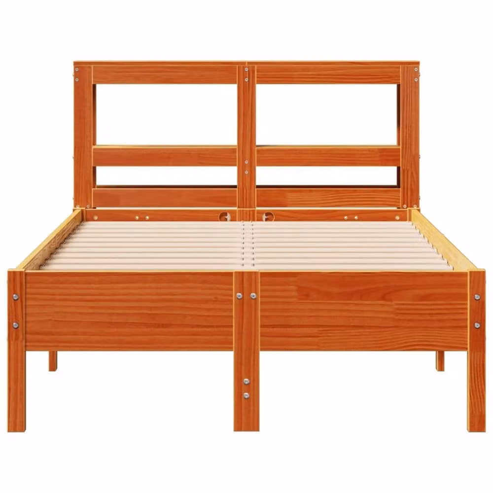 Berkfield Home Rustic Solid Wood Pine Bed Frame in Wax Brown, W/D/H: 100 x 200 cm – 2