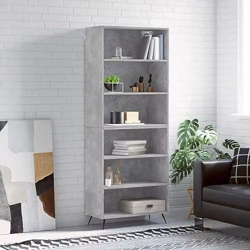 vidaXL Modern Highboard Sideboard in Concrete Grey Engineered Wood with Shelves – 2