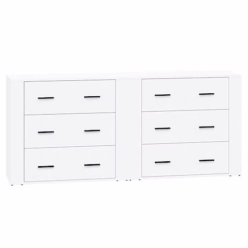vidaXL Set of 2 Classic White Matt Sideboards in Engineered Wood