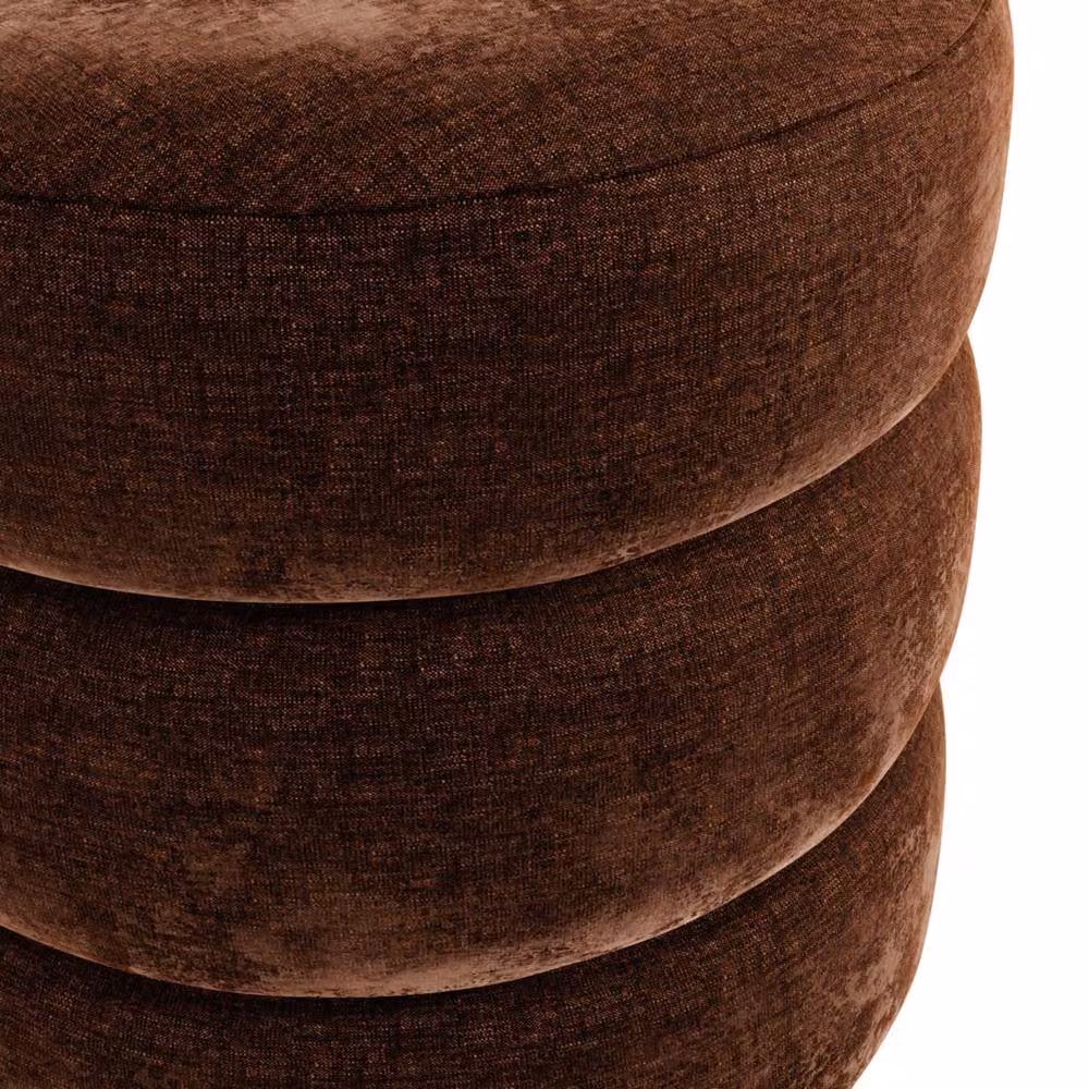 Wyld Haus Antipodes Maroon Chenille Round 3 Tier Pouffe – 3