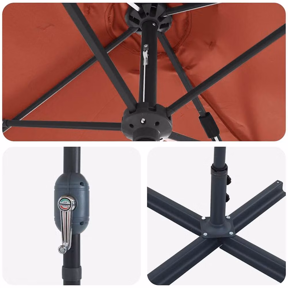 Berkfield Home Modern Folding Garden Parasol in Terracotta, W/D/H: 380 x 196 x 235 cm – 3