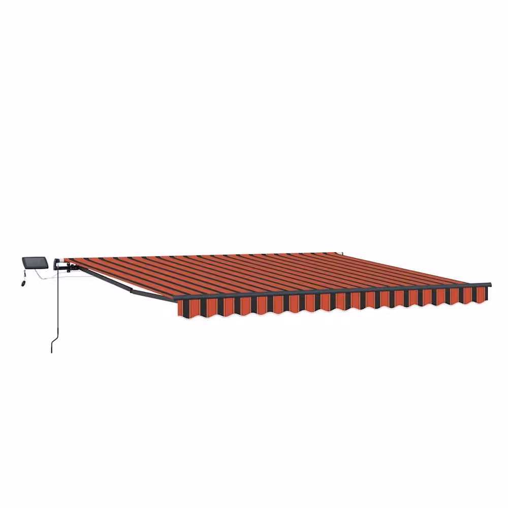 Berkfield Home Manual Retractable Folding Arm Awning with LED, Orange and Brown Striped Polyester, W: 450 cm, D: 300 cm – 3