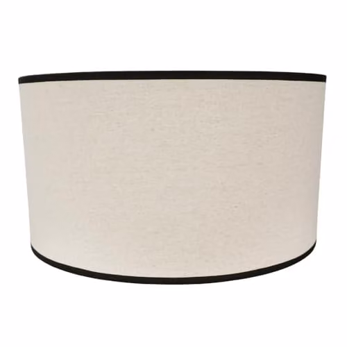 ValueLights Large Easy Fit Natural Linen Drum Light Shade in Beige with Black Trim, Width: 45 cm