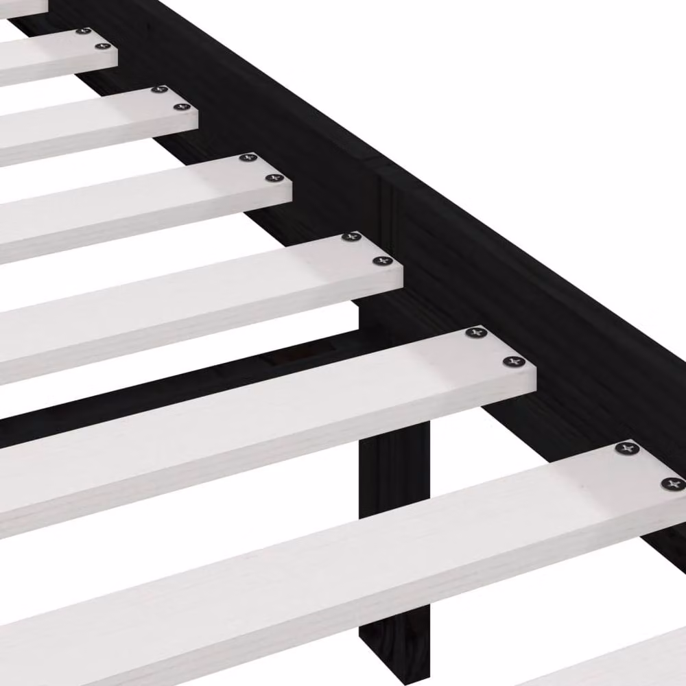 Berkfield Home Beautiful Bed Frame in Black Solid Pine, W/D/H: 200 x 100 x 206 cm – 4