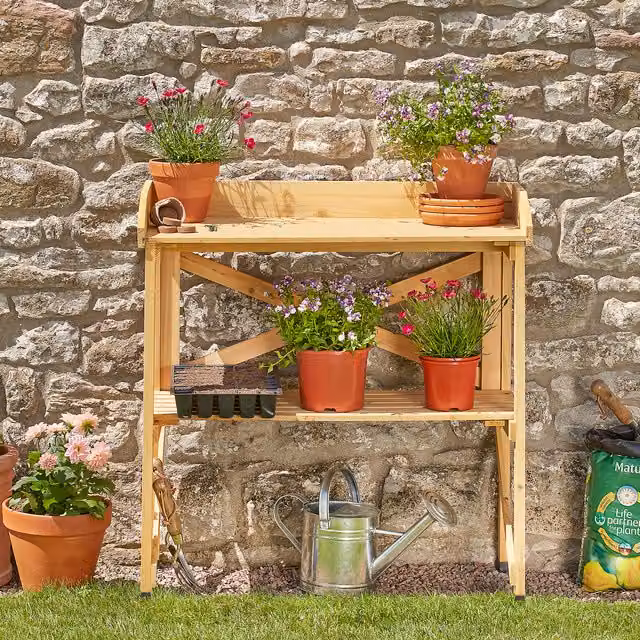 Garden Gear Two-Tier Rustic Wood Potting Bench in Brown