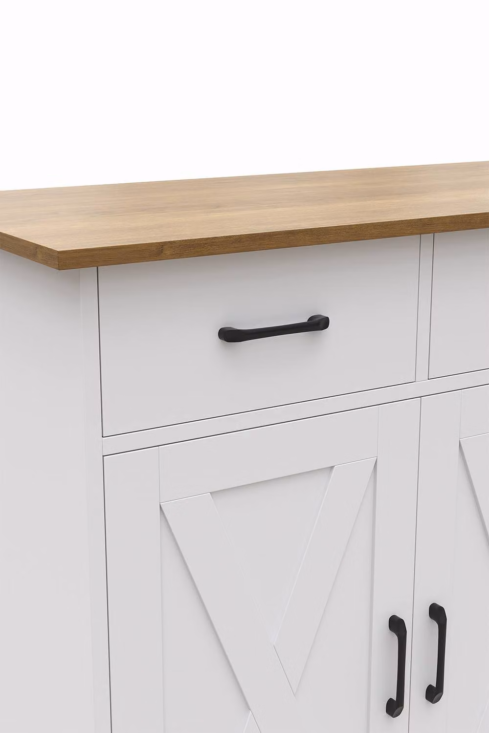 Living and Home 3-Door Wooden Sideboard with 3 Drawers in White Matt Finish – 4