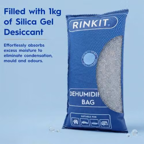Rinkit Reusable Car Dehumidifier Bags, Blue, 1kg, 4 Pack – 3