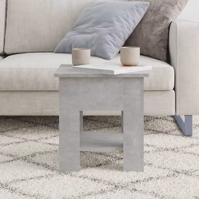 Berkfield Home Modern Square Coffee Table in Concrete Grey, W/D/H: 40 x 40 x 42 cm – 1