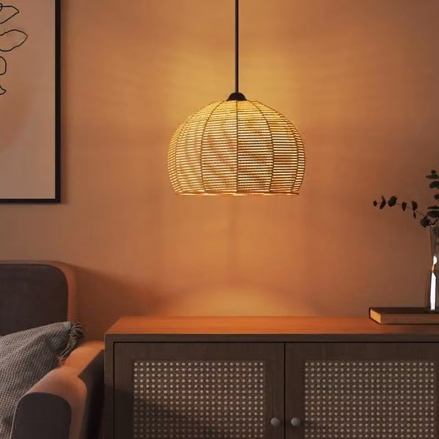 Berkfield Home Charming Boho Dome Ceiling Lamp Shade in Beige Metal and Paper, W: 36 cm, H: 26 cm – 1