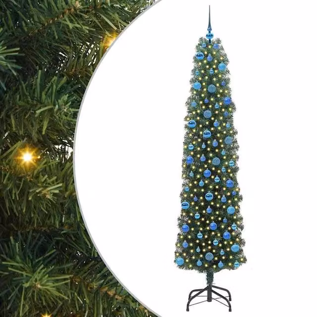 Berkfield Home Artificial Green Christmas Tree with 300 Warm White LEDs and Stand, Height: 240 cm
