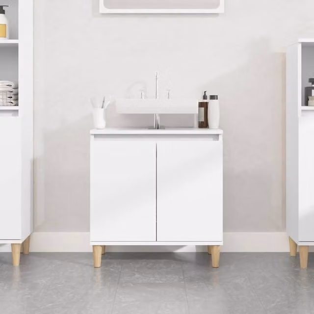Berkfield Home White Freestanding Bathroom Sink Cabinet W/D/H: 58 x 33 x 60 cm