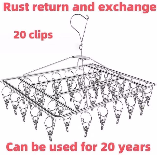 SPETLEK 2-Pack Stainless Steel Iron Drying Rack with 20 Clips in Silver – 1