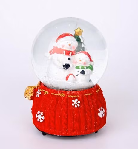 Shatchi Musical Christmas Snowglobe with Santa and Tree Scene in Red, H 15.0 cm x W 10.0 cm x D 10.0 cm – 1