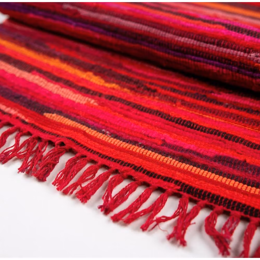 KDMD Pink Striped Boho Rag Rug, W: 150 cm, D: 90 cm – 2