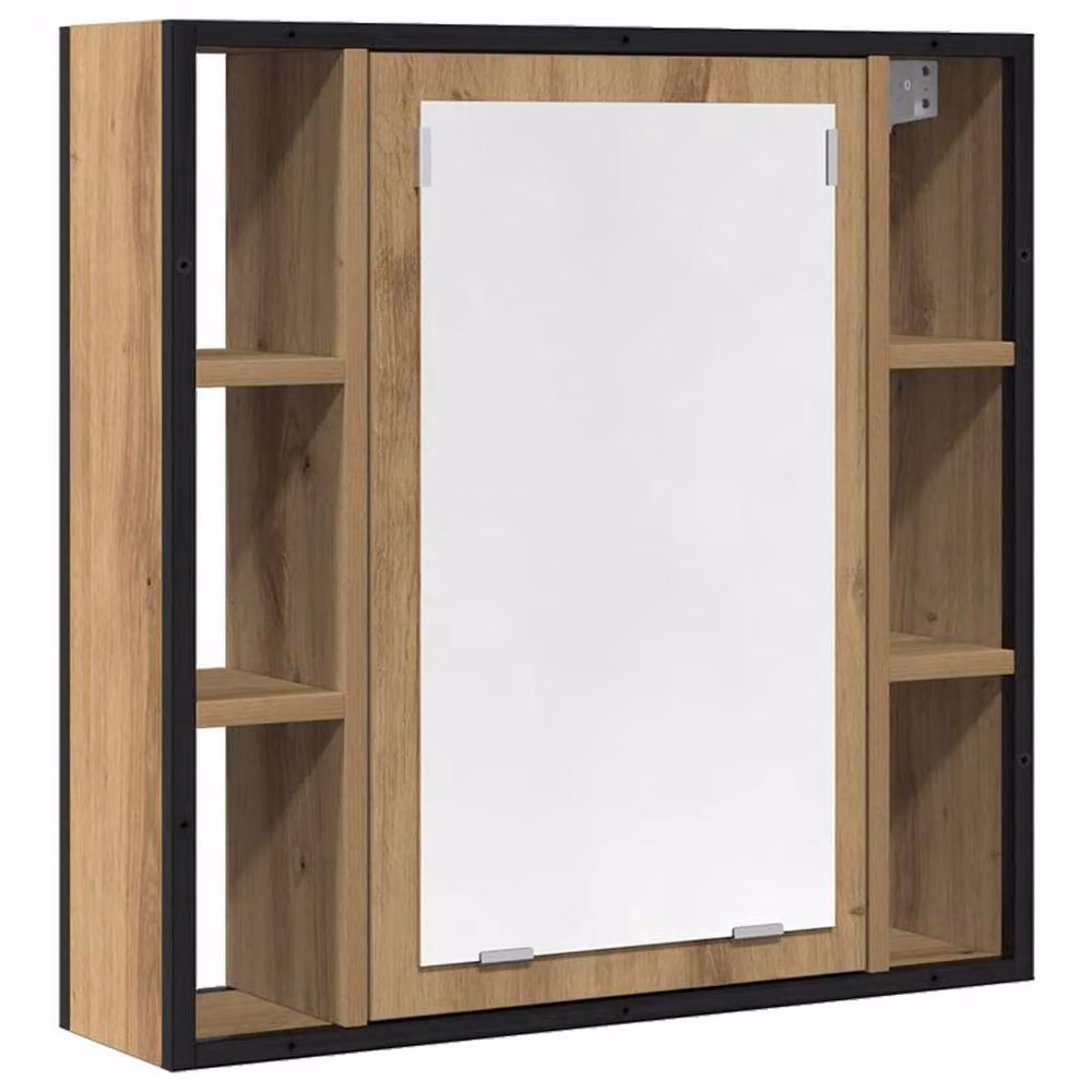 Berkfield Home Artisan Oak Bathroom Mirror Cabinet in Brown, W/D/H: 60 x 16 x 60 cm – 3
