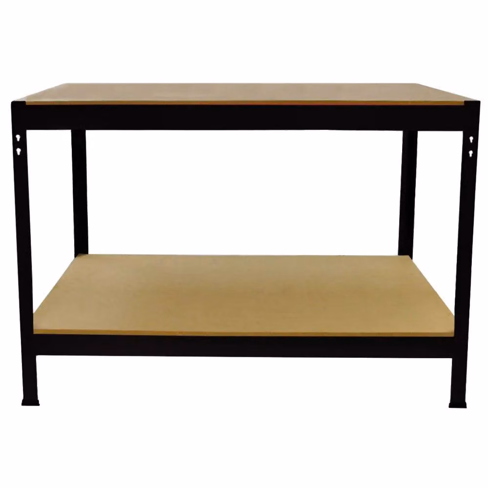 Monstershop Q-RAX Black Heavy Duty Metal Workbench with 2 Shelves, W/D/H: 100 x 60 x 90 cm – 2