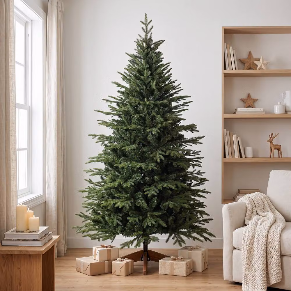 HOMCOM 180 cm Artificial Christmas Tree with Solid Pine Wood Stand, Green – 2