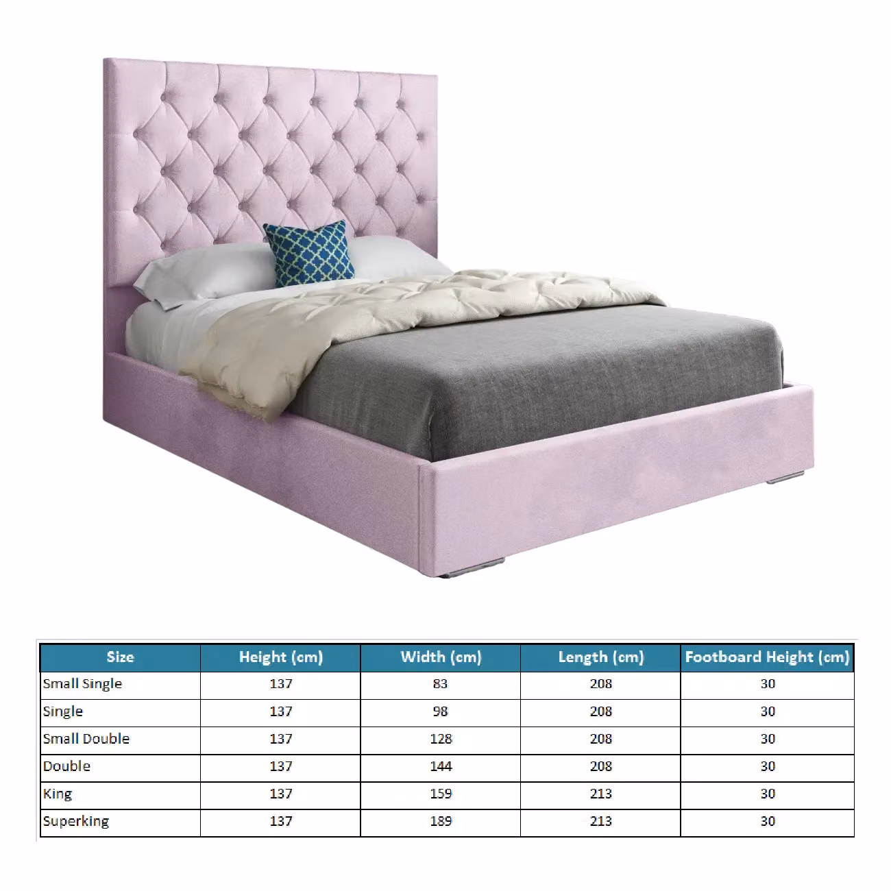 Casani Alma Upholstered Soft Velvet Bed Frame in Pink, W/D/H: 90 x 200 x 137 cm – 4