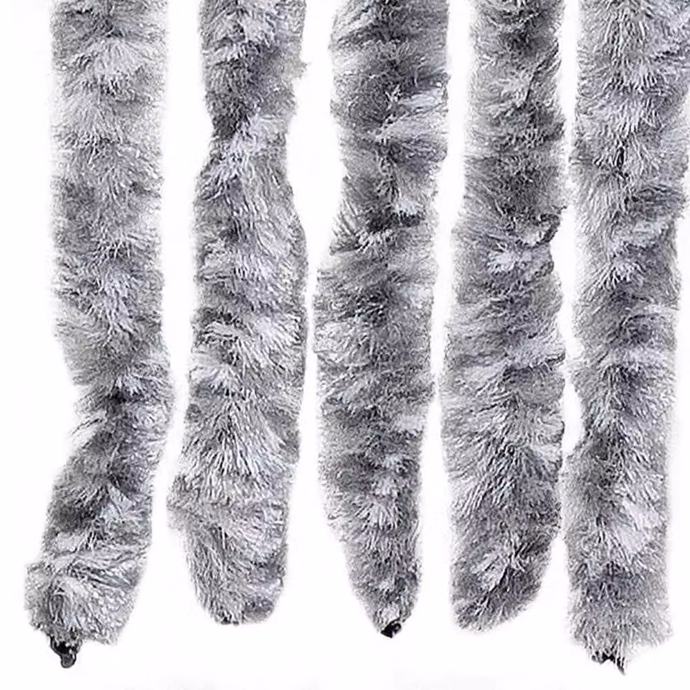 Berkfield Home White and Grey Striped Chenille Insect Curtain, W: 118 cm, H: 220 cm – 3