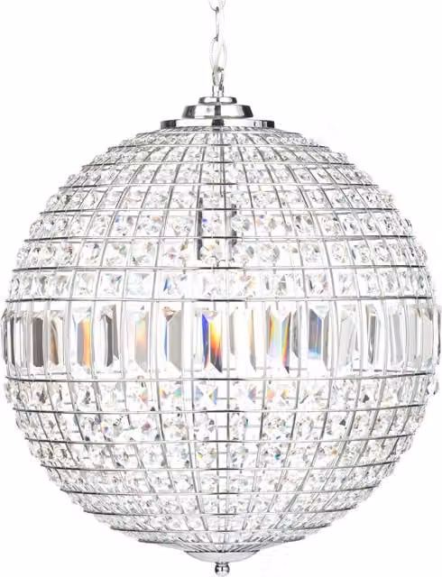 Litecraft Miley Large Globe Crystal Ceiling Pendant Light in Chrome